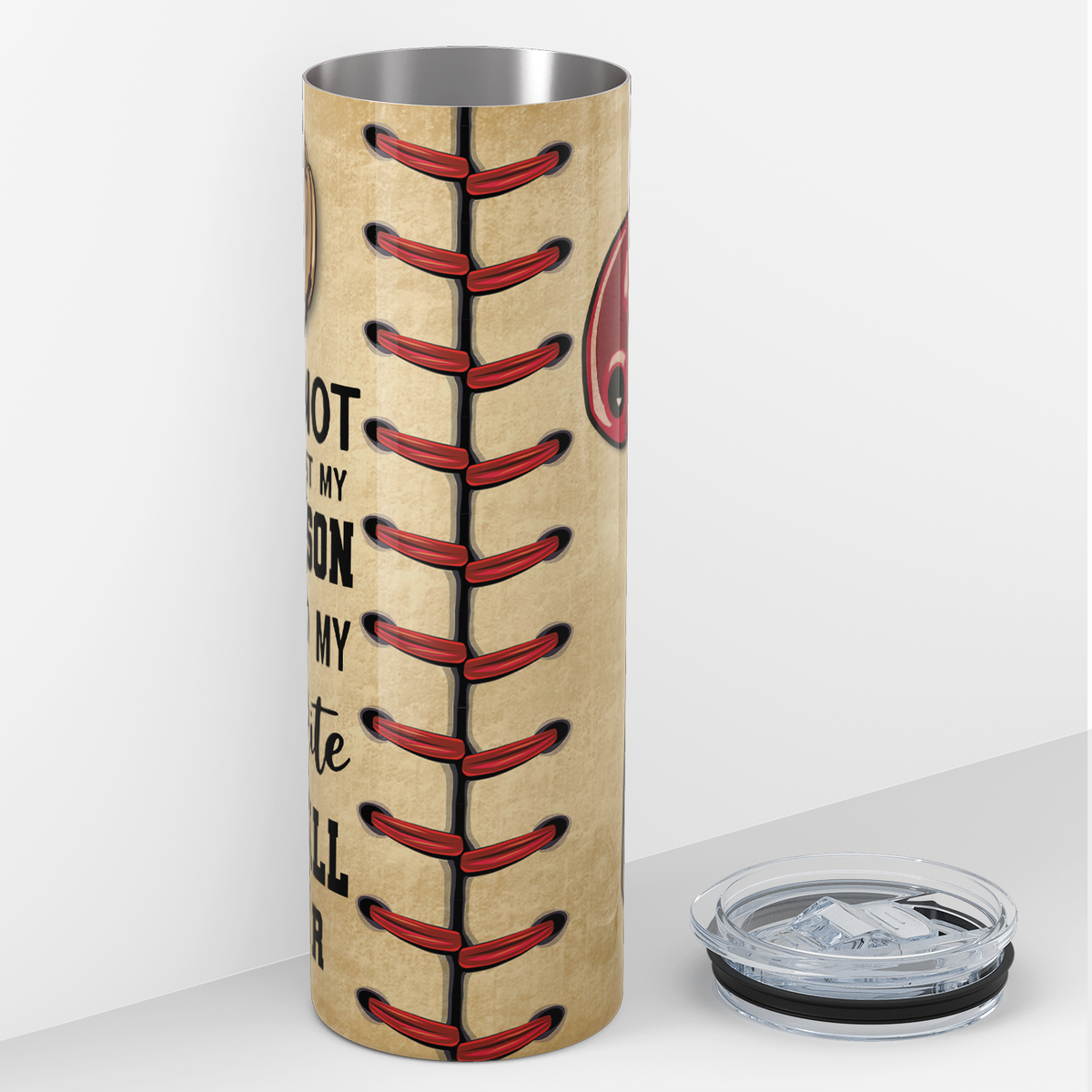 He's Not Just my Grandson Baseball Player 20oz Skinny Tumbler