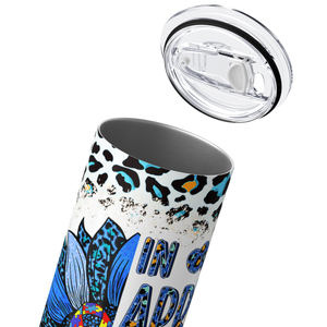 In April we Wear Blue Sunflower 20oz Skinny Tumbler