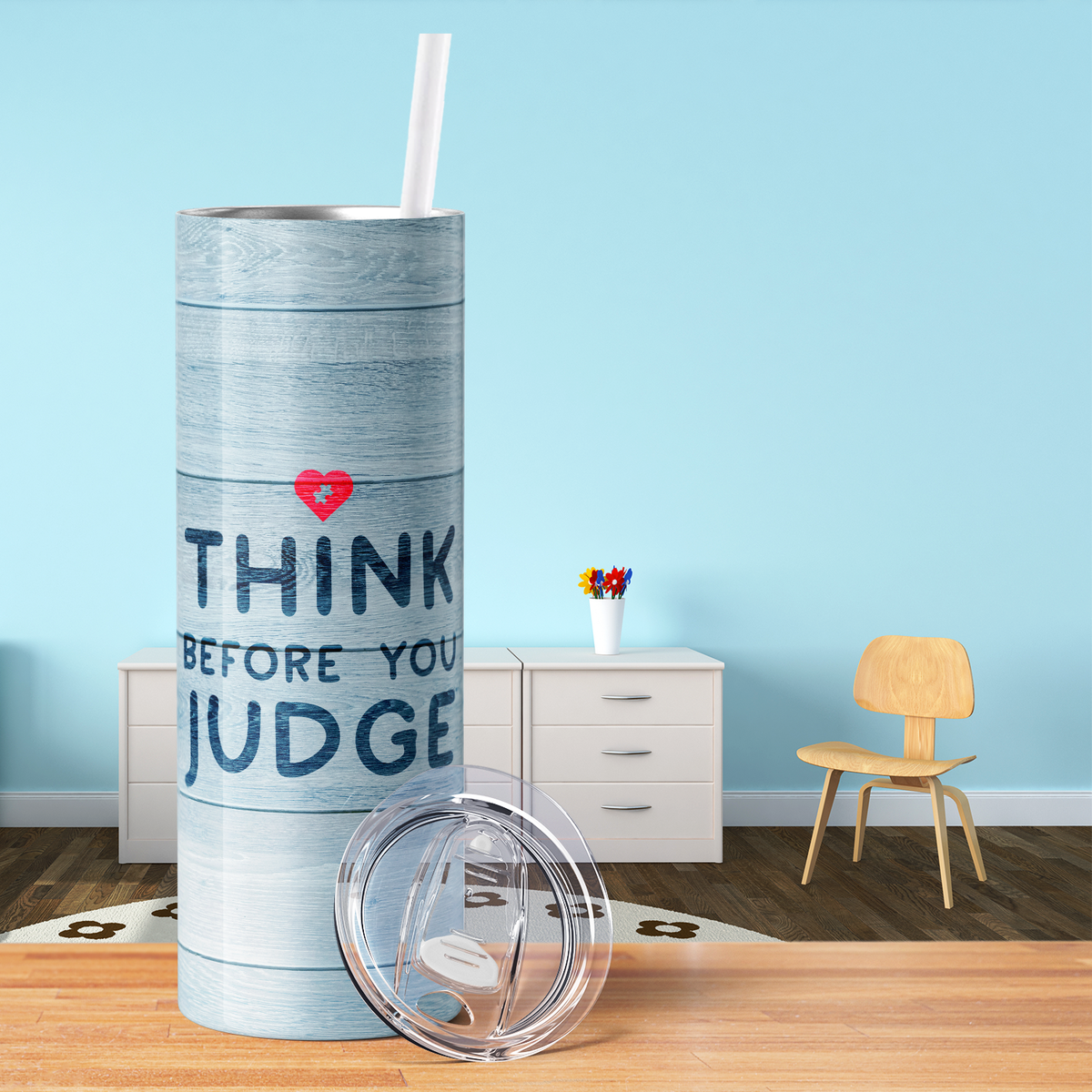 Think Before You Judge 20oz Skinny Tumbler