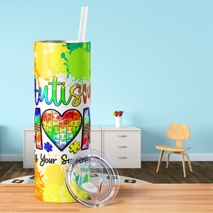 Autism Heart Mom 20oz Skinny Tumbler