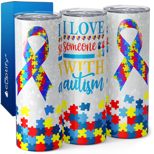 I Love Someone with Autism 20oz Skinny Tumbler