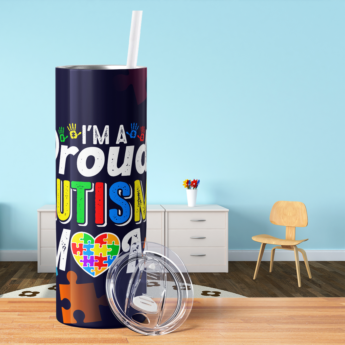 I'm a Proud Autism Mom 20oz Skinny Tumbler