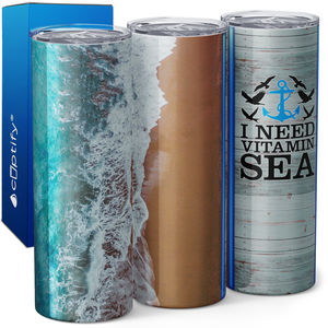 I Need Vitamin Sea Beach 20oz Skinny Tumbler