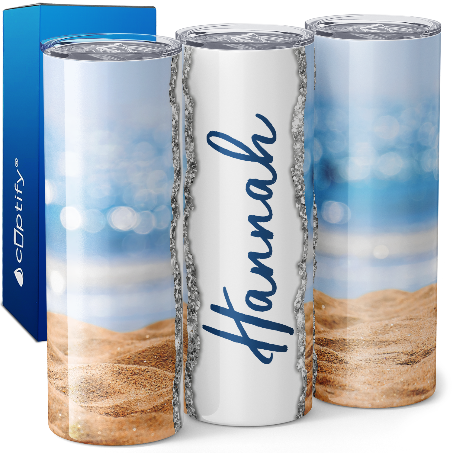 Personalized Beach Sand and Sun 20oz Skinny Tumbler