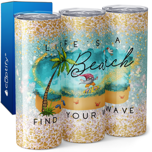 Life's a Beach Gnome Surfing 20oz Skinny Tumbler