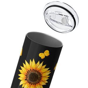 Faith Hope Love Sunflowers on Black 20oz Skinny Tumbler