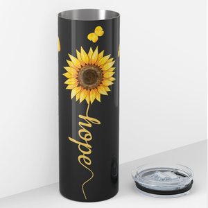 Faith Hope Love Sunflowers on Black 20oz Skinny Tumbler