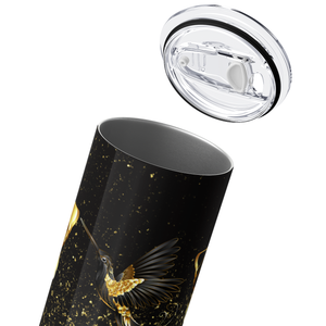 Hope Faith Love Gold Butterflies on Black 20oz Skinny Tumbler