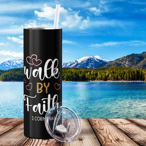 Walk by Faith Pink Marble 20oz Skinny Tumbler