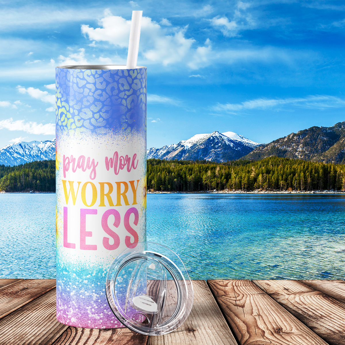 Pray More Worry Less 20oz Skinny Tumbler