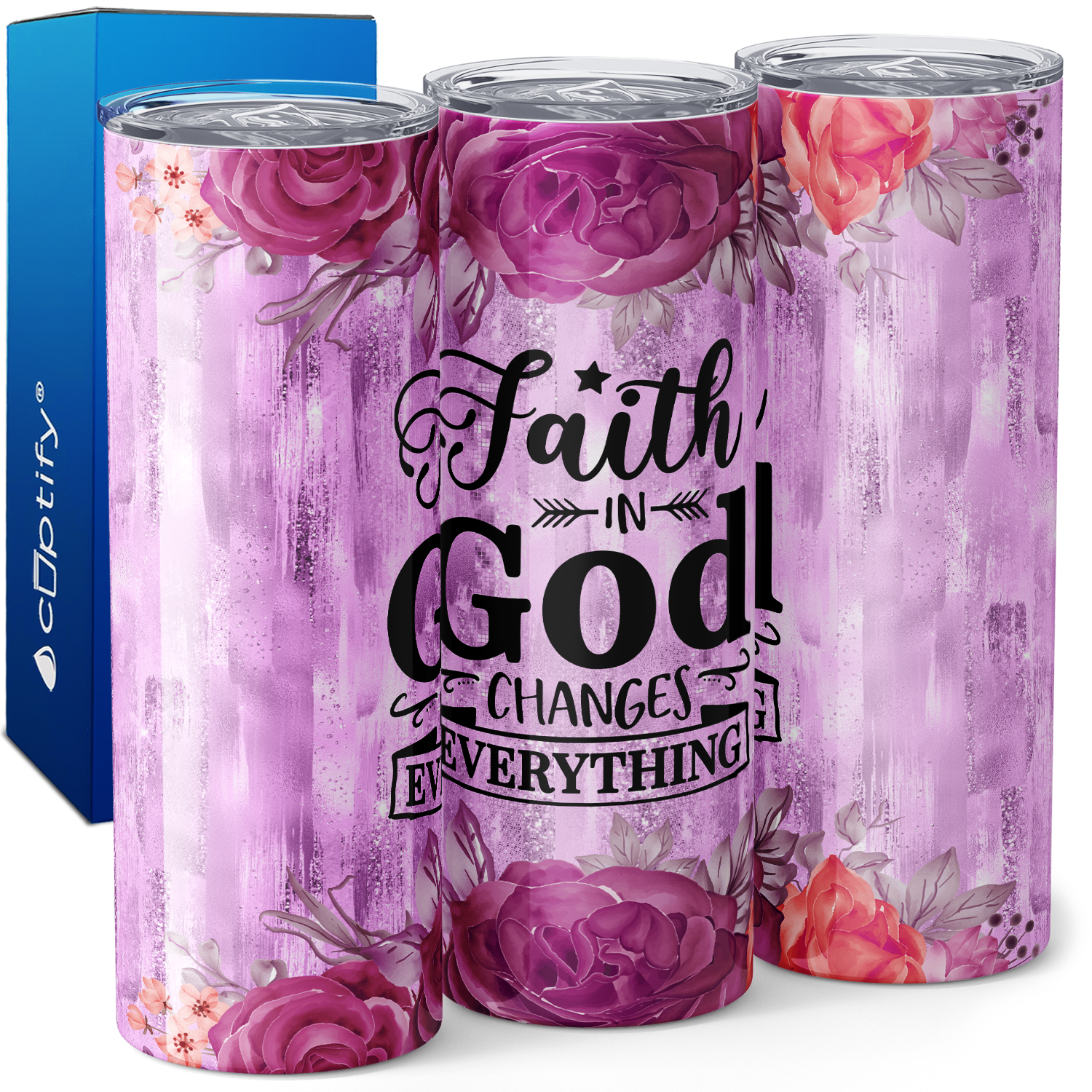 Faith in God Changes Everything 20oz Skinny Tumbler