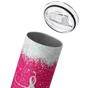 Pink Glitter with White Glitter 20oz Skinny Tumbler