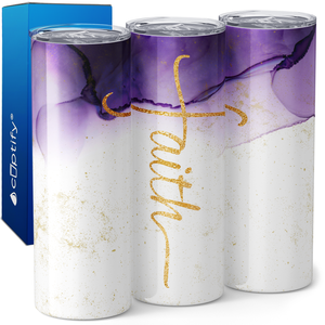 Faith Purple Ombre Marble 20oz Skinny Tumbler