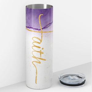 Faith Purple Ombre Marble 20oz Skinny Tumbler