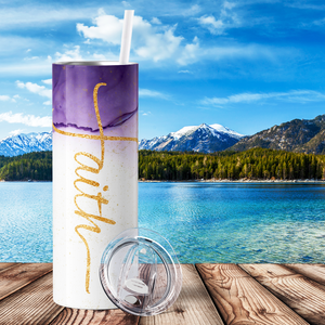 Faith Purple Ombre Marble 20oz Skinny Tumbler