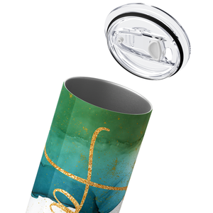 Faith Aqua Ombre Marble 20oz Skinny Tumbler