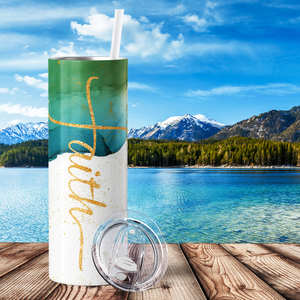 Faith Aqua Ombre Marble 20oz Skinny Tumbler