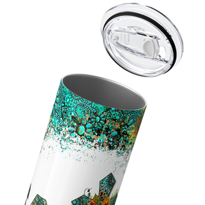 Faith Teal Glitter Sunflowers 20oz Skinny Tumbler