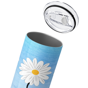 Love Faith Hope Daises on Blue 20oz Skinny Tumbler