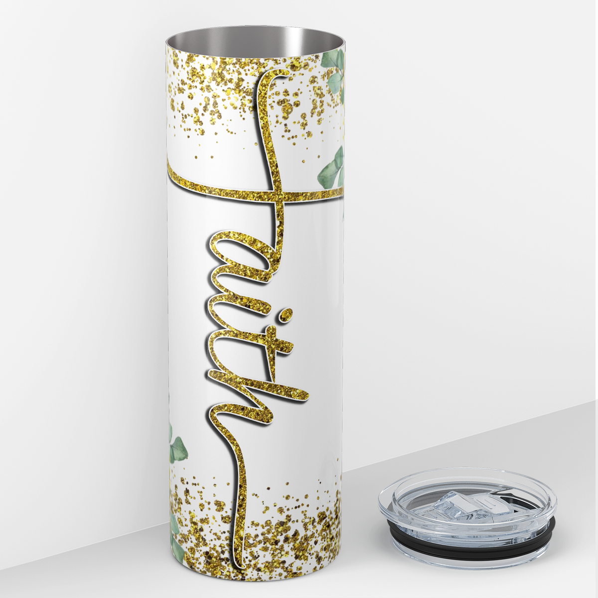Faith on Colorful Flowers 20oz Skinny Tumbler