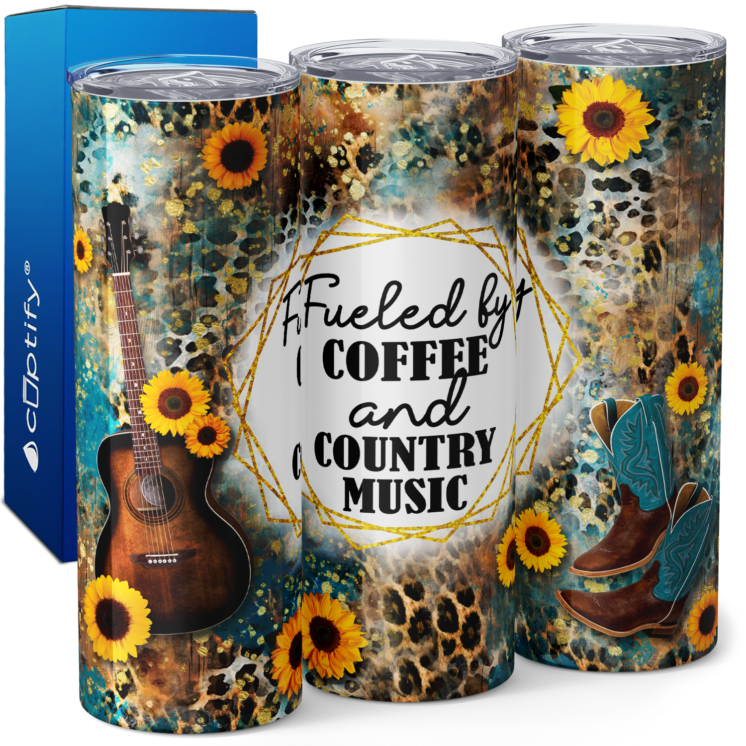 Fueled by Coffee and Country Music 20oz Skinny Tumbler