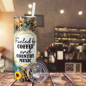 Fueled by Coffee and Country Music 20oz Skinny Tumbler