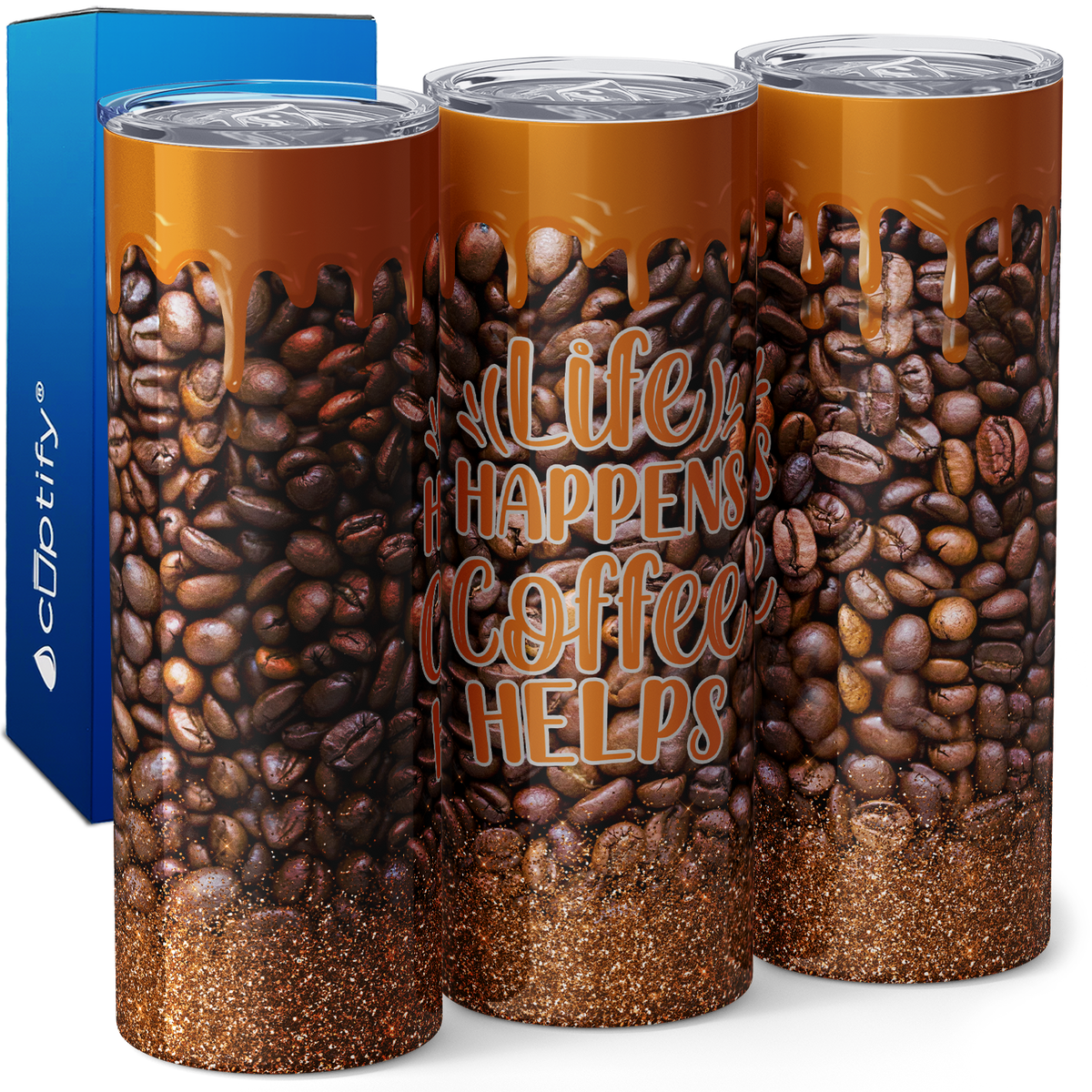 Life Happens Coffee Helps 20oz Skinny Tumbler