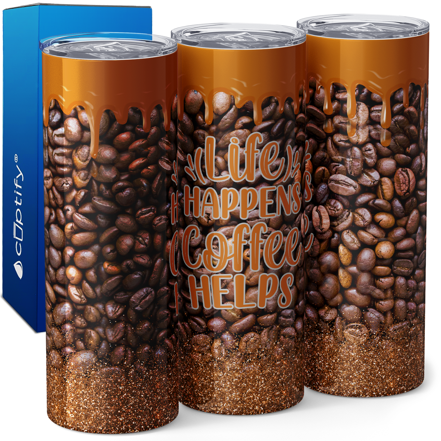 Life Happens Coffee Helps 20oz Skinny Tumbler