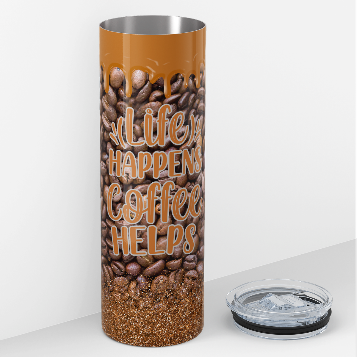 Life Happens Coffee Helps 20oz Skinny Tumbler