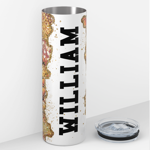 Personalized Baskbetballs and Tiger Print with Glitter 20oz Skinny Tumbler