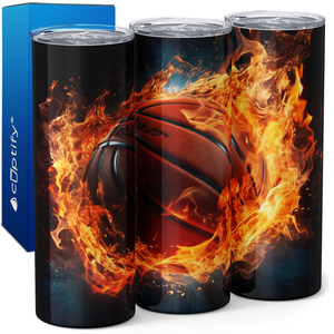 Flaming 20oz Skinny - Baseball Tumbler