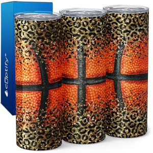 Baskbetball and Leopard Print 20oz Skinny Tumbler