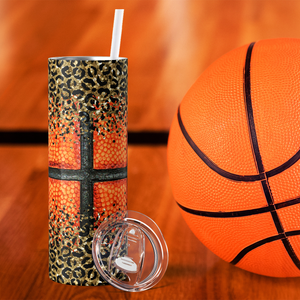 Baskbetball and Leopard Print 20oz Skinny Tumbler