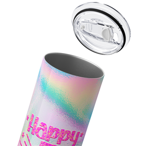 Pink Happy Birthday with Tie Dye 20oz Skinny Tumbler