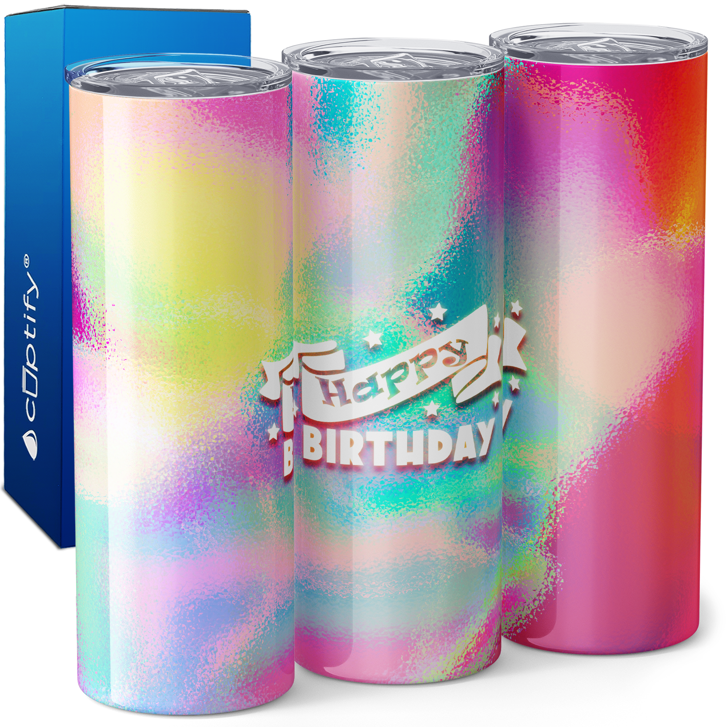 Happy Birthday with Tie Dye 20oz Skinny Tumbler