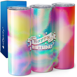 Happy Birthday with Tie Dye 20oz Skinny Tumbler