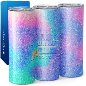 Happy Birthday to You on Colorful Glitter 20oz Skinny Tumbler