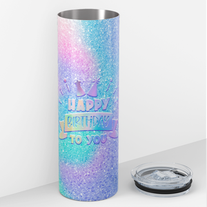 Happy Birthday to You on Colorful Glitter 20oz Skinny Tumbler