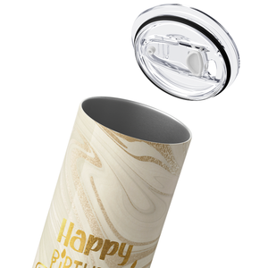 Happy Birthday Gold  on Marble 20oz Skinny Tumbler