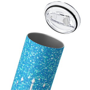 Happy Birthday on Blue Glitter 20oz Skinny Tumbler