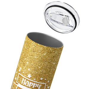 Happy Birthday to You on Gold Glitter 20oz Skinny Tumbler