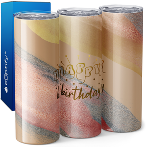 Happy Birthday on Marble 20oz Skinny Tumbler