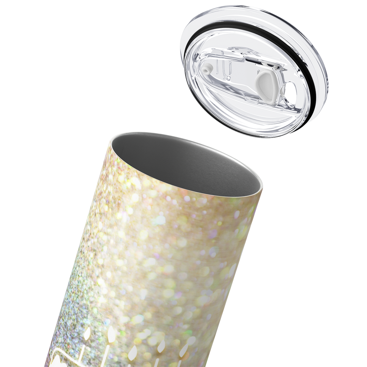 Happy Birthday Cake on Glitter 20oz Skinny Tumbler