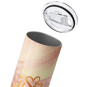 Happy Birthday Hearts on Marble 20oz Skinny Tumbler