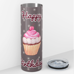Happy Birthday Cupcake 20oz Skinny Tumbler