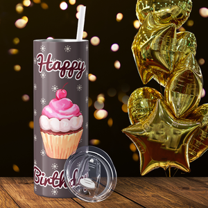 Happy Birthday Cupcake 20oz Skinny Tumbler