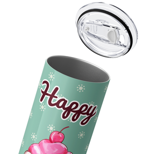 Happy Birthday Cupcake Pastel Green 20oz Skinny Tumbler