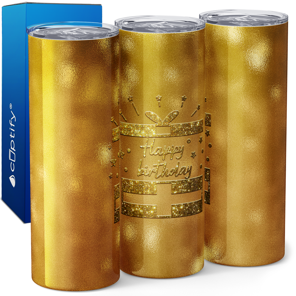 Happy Birthday Gold 20oz Skinny Tumbler