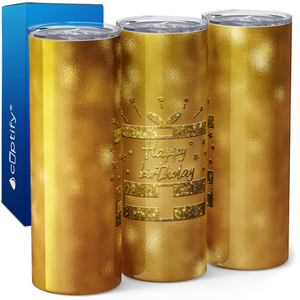 Happy Birthday Gold 20oz Skinny Tumbler