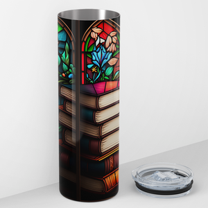 Stained Glass Book Stack 20oz Skinny Tumbler